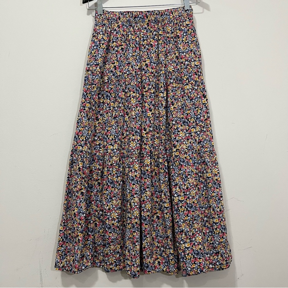 Old Navy Tiered Ditsy Floral Maxi Midi Skirt Sz M Tall Prairiecore Cottagecore - Picture 1 of 13